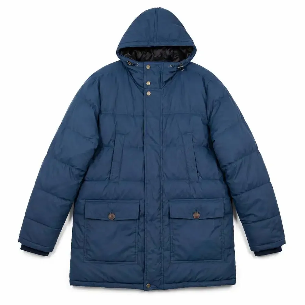 Dockers Men's Microtwill Long Hooded Parka Quilted Jacket